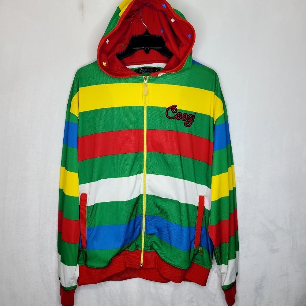COOGI Multicolor Striped Full Zip Hoodie Size XXL